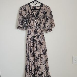 Kate And Lily Floral Black and Cream Maxi Dress